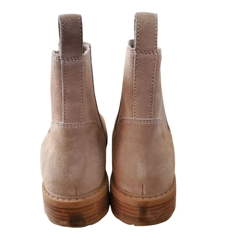 Steve Madden Women 8 Lorali Suede Leather Boots Slip-on Chunky Chelsea Shoes Tan